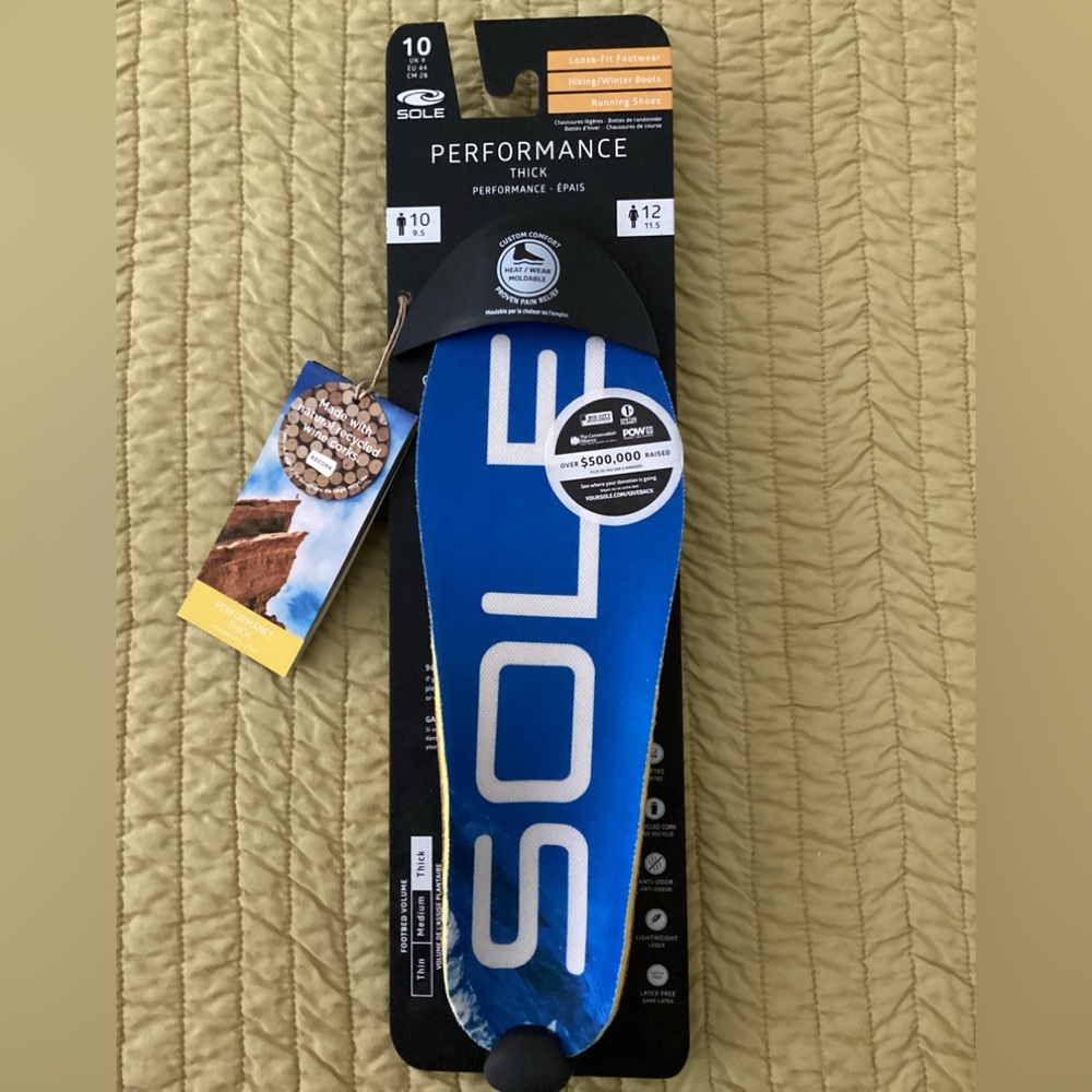 NWT SOLE Performance Thick Insoles - Mens 10/Womens 12